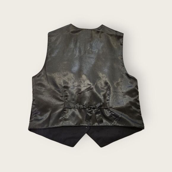 Vintage 90s Tantrums black floral embroidered button up vest - Picture 2 of 4